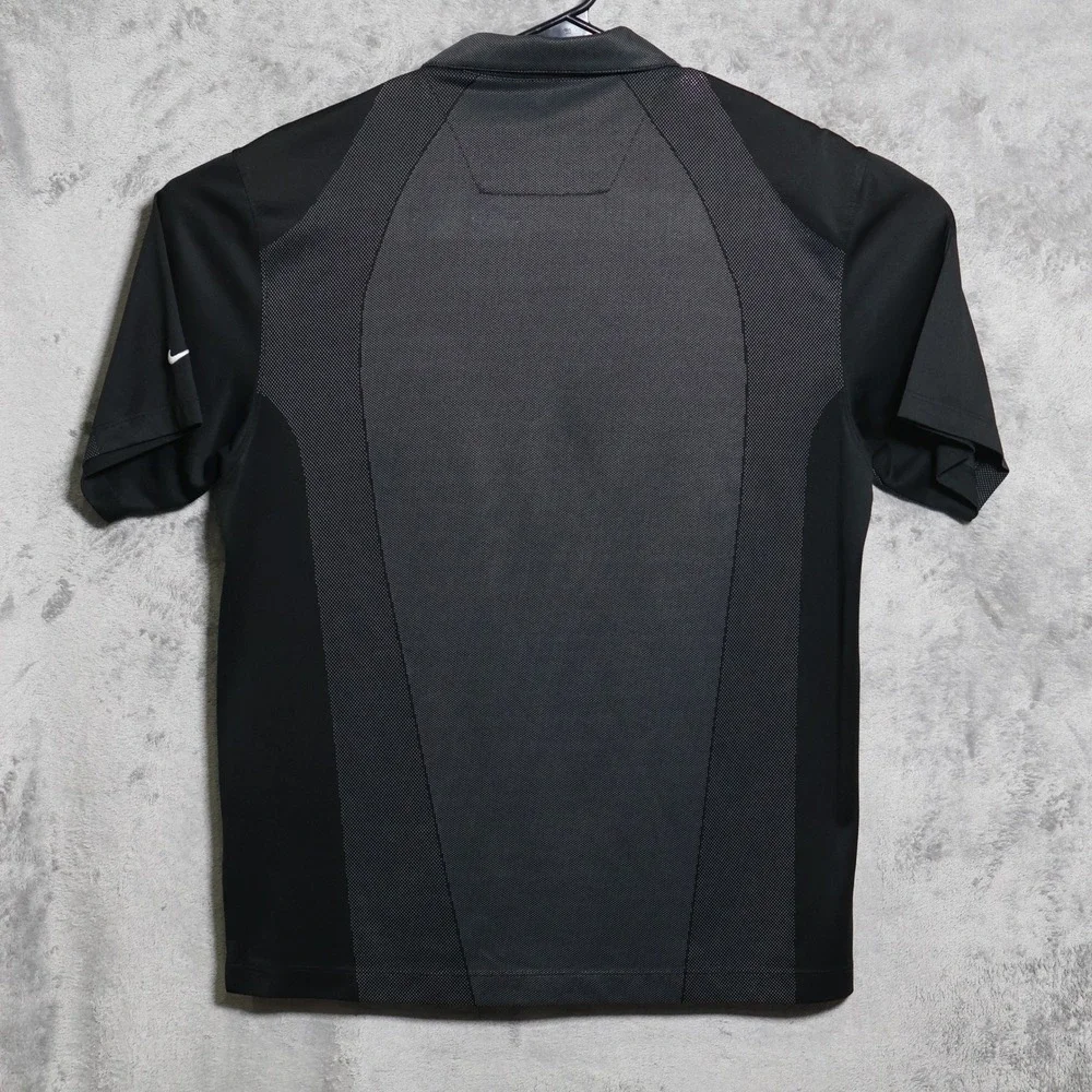 Vintage Nike Golf Polo Shirt Mens Large Black Gray Club West Course Logo Preppy